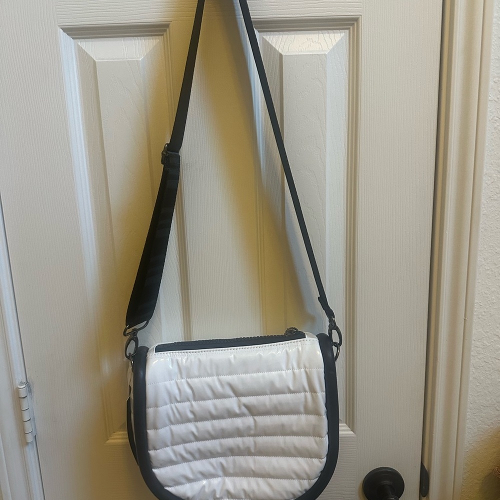 Elegant Black and White Quilted Crossbody Bag